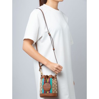 Сумка COACH Dempsey Drawstring Buket 15 C5639 In Signature Jacquard Small