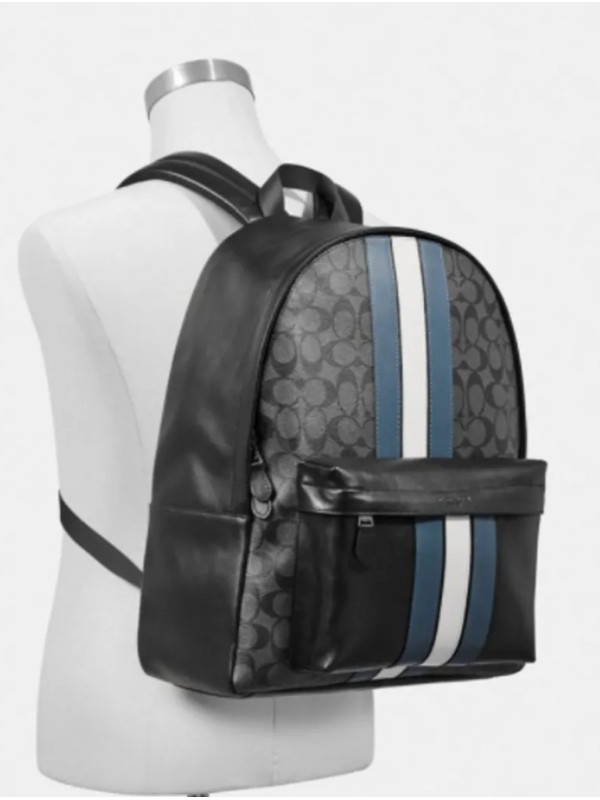 Рюкзак COACH Charles Backpack 26066 In Signature Canvas With Varsity Stripe Large Рюкзак COACH Charles Backpack 26066 In Signature Canvas With Varsity Stripe Large