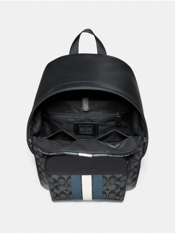 Рюкзак COACH Houston Backpack 67250 In Signature Canvas With Varsity Stripe Large Рюкзак COACH Houston Backpack 67250 In Signature Canvas With Varsity Stripe Large