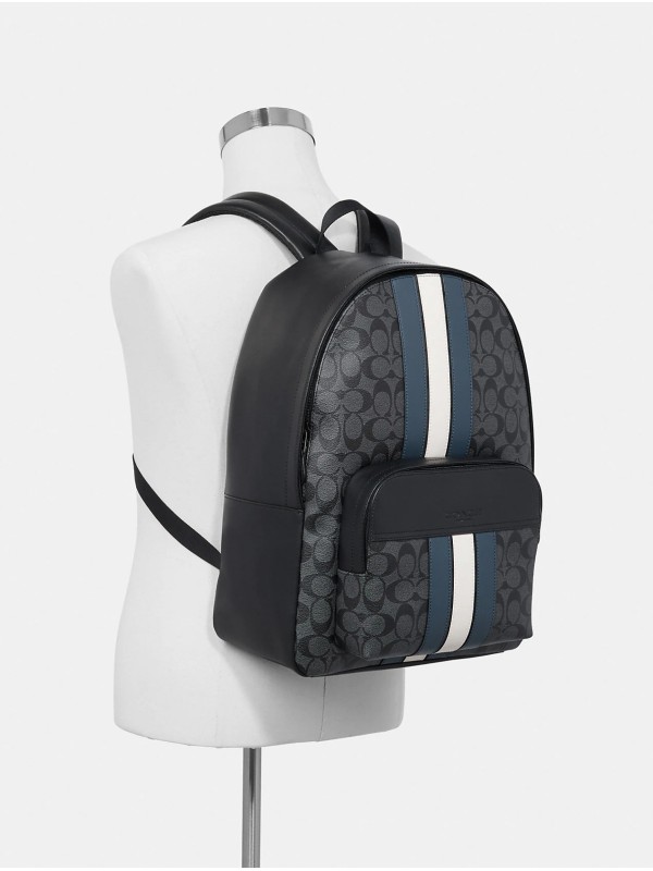 Рюкзак COACH Houston Backpack 67250 In Signature Canvas With Varsity Stripe Large Рюкзак COACH Houston Backpack 67250 In Signature Canvas With Varsity Stripe Large