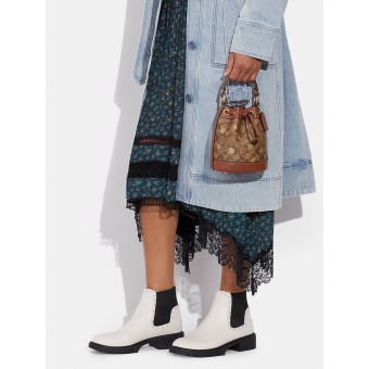 Сумка COACH Dempsey Drawstring Bucket Bag 15 CE587 In Signature Canvas With Snowflake Print Small