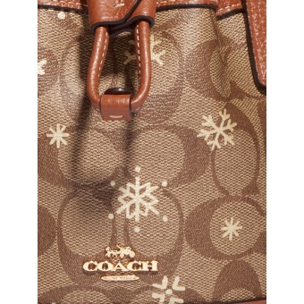 Сумка COACH Dempsey Drawstring Bucket Bag 15 CE587 In Signature Canvas With Snowflake Print Small