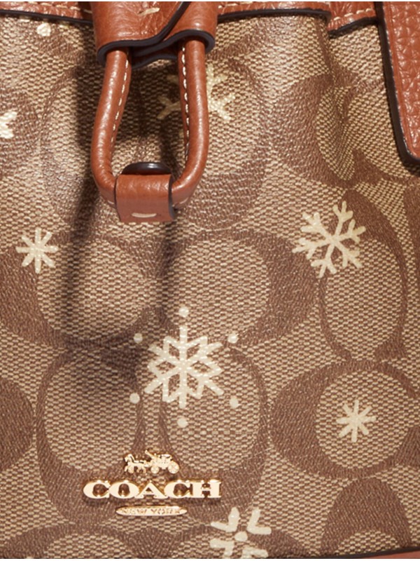 Сумка COACH Dempsey Drawstring Bucket Bag 15 CE587 In Signature Canvas With Snowflake Print Small Сумка COACH Dempsey Drawstring Bucket Bag 15 CE587 In Signature Canvas With Snowflake Print Small