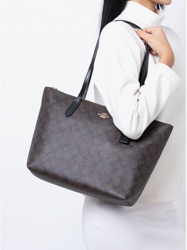 Сумка COACH Zip Top Tote In Signature Canvas Large Сумка COACH Zip Top Tote In Signature Canvas Large