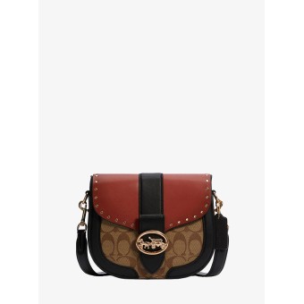 Сумка COACH Georgie Saddle Bag C3593 In Colorblock Signature Canvas With Rivets Small